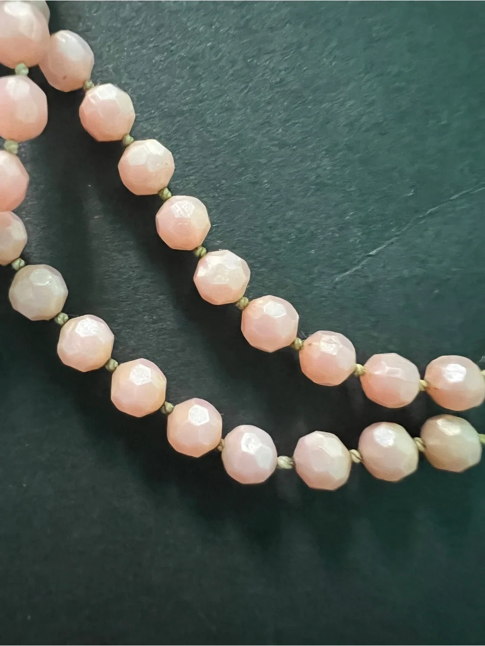 Vintage pink  semi transparent light pink faceted beads strand
